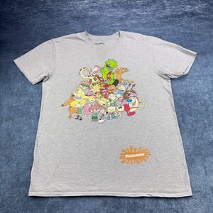 Nickelodeon Mens 90s Nicktoons Characters Graphic T-Shirt Gray Large Rugrats L